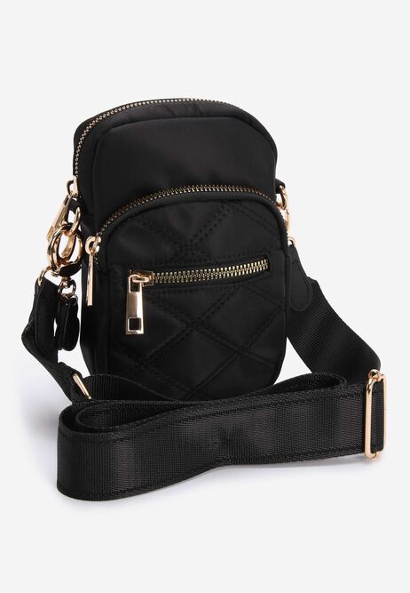 Womens Black Quilted Phone Bag