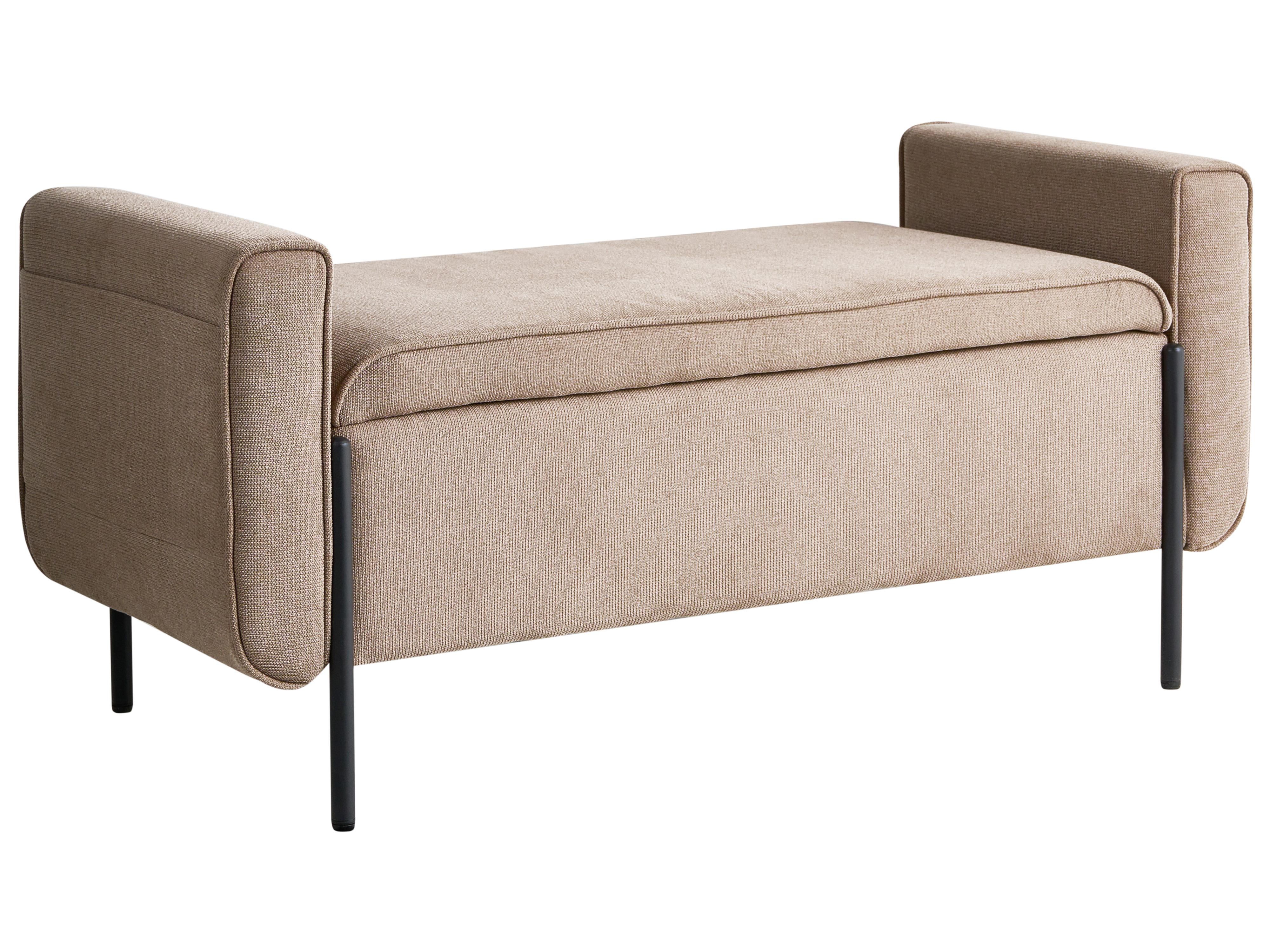 Upholstered Storage Bench LEWES Fabric Beige