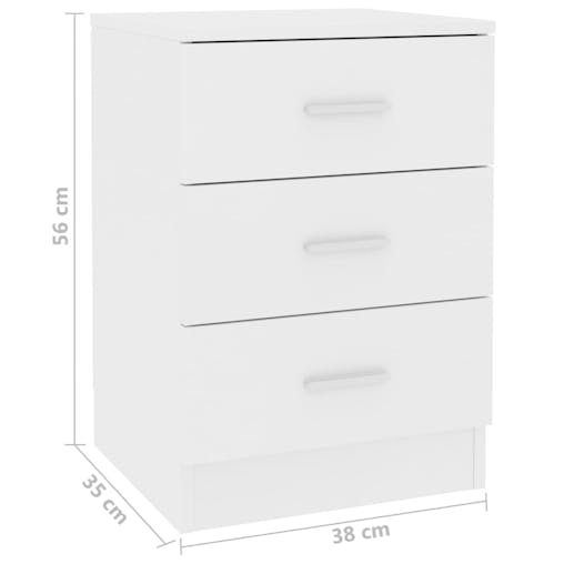 NNEVL Bedside Cabinet White 38x35x56 cm Chipboard