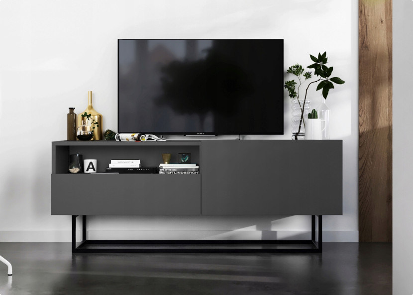 Szafka RTV Loft komoda RTV grafit MAT 120cm stelaż