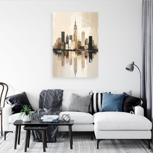 Obraz do salonu jadalni, Abstrakcyjna panorama miasta nowoczesna 20x30