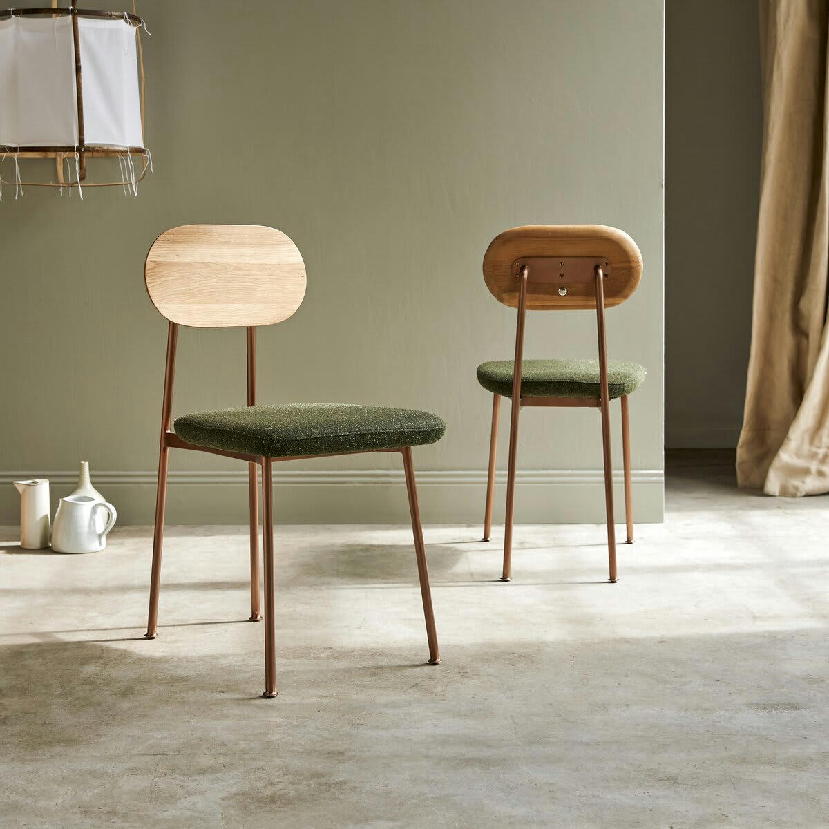 YUTAPI - Chaise kaki en chêne