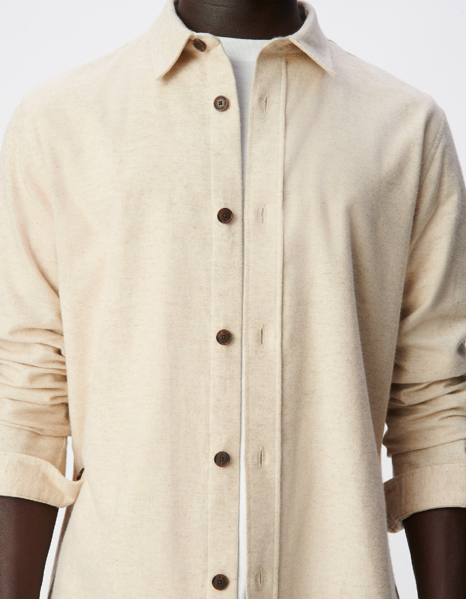 Chemise regular beige flanelle Homme