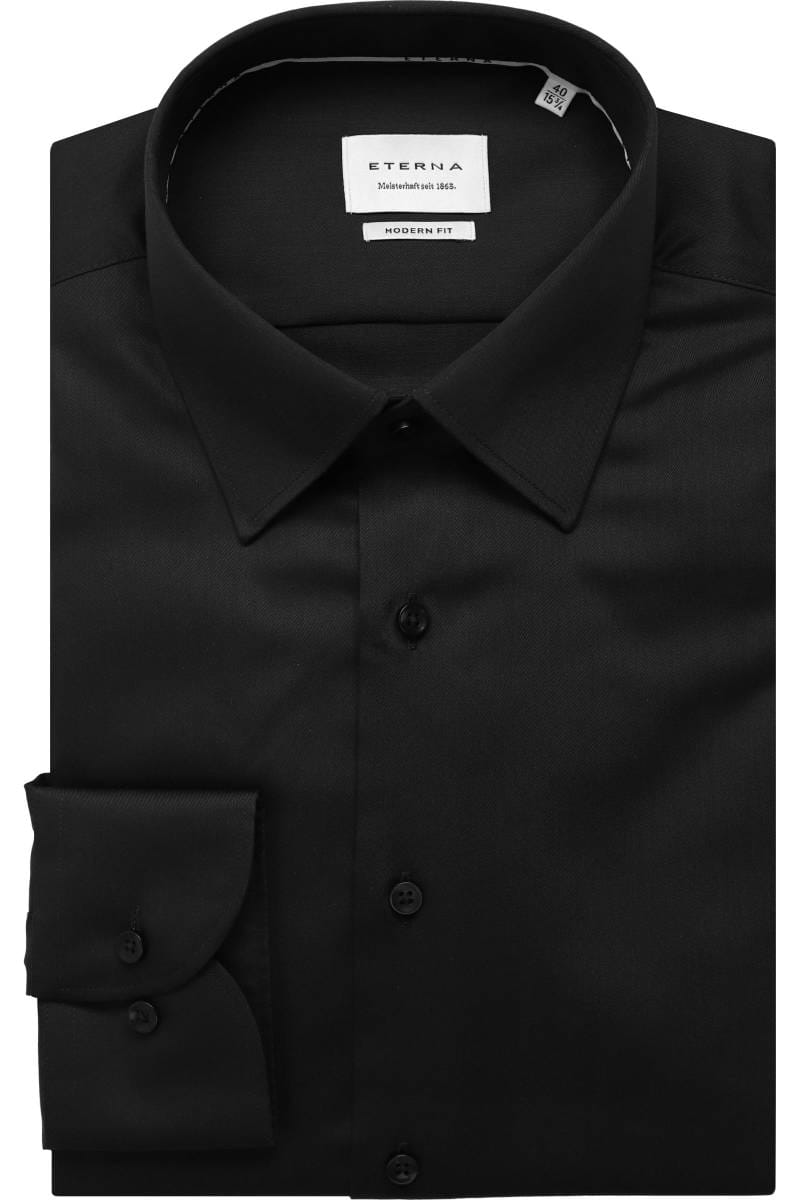 ETERNA Modern Fit Hemd schwarz, Einfarbig