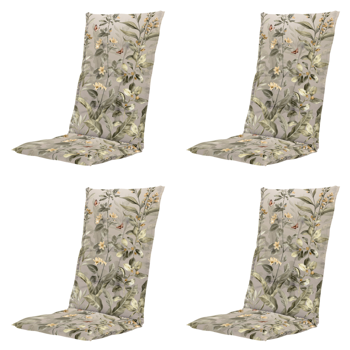 Madison tuinstoelkussen hoge rug Elisa - multikleur - 123x50x5cm - set van 4