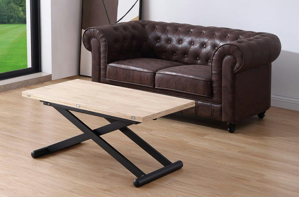 PRATIK - Table basse convertible Chêne noir