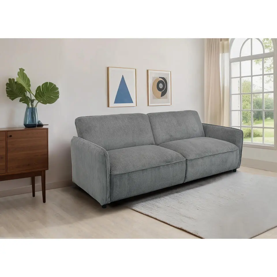 Alicia - Slaapbank 3-zits in grijze stof