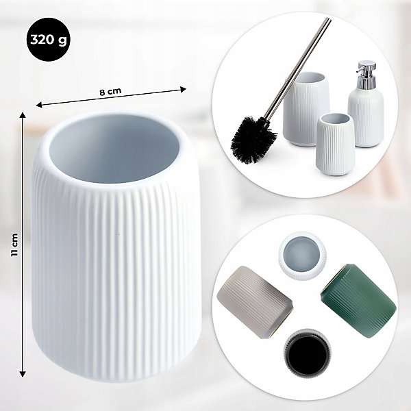 KADAX Tasse de salle de bain pour brosses à dents, récipient, organisateur en céramique blanche, ronde
