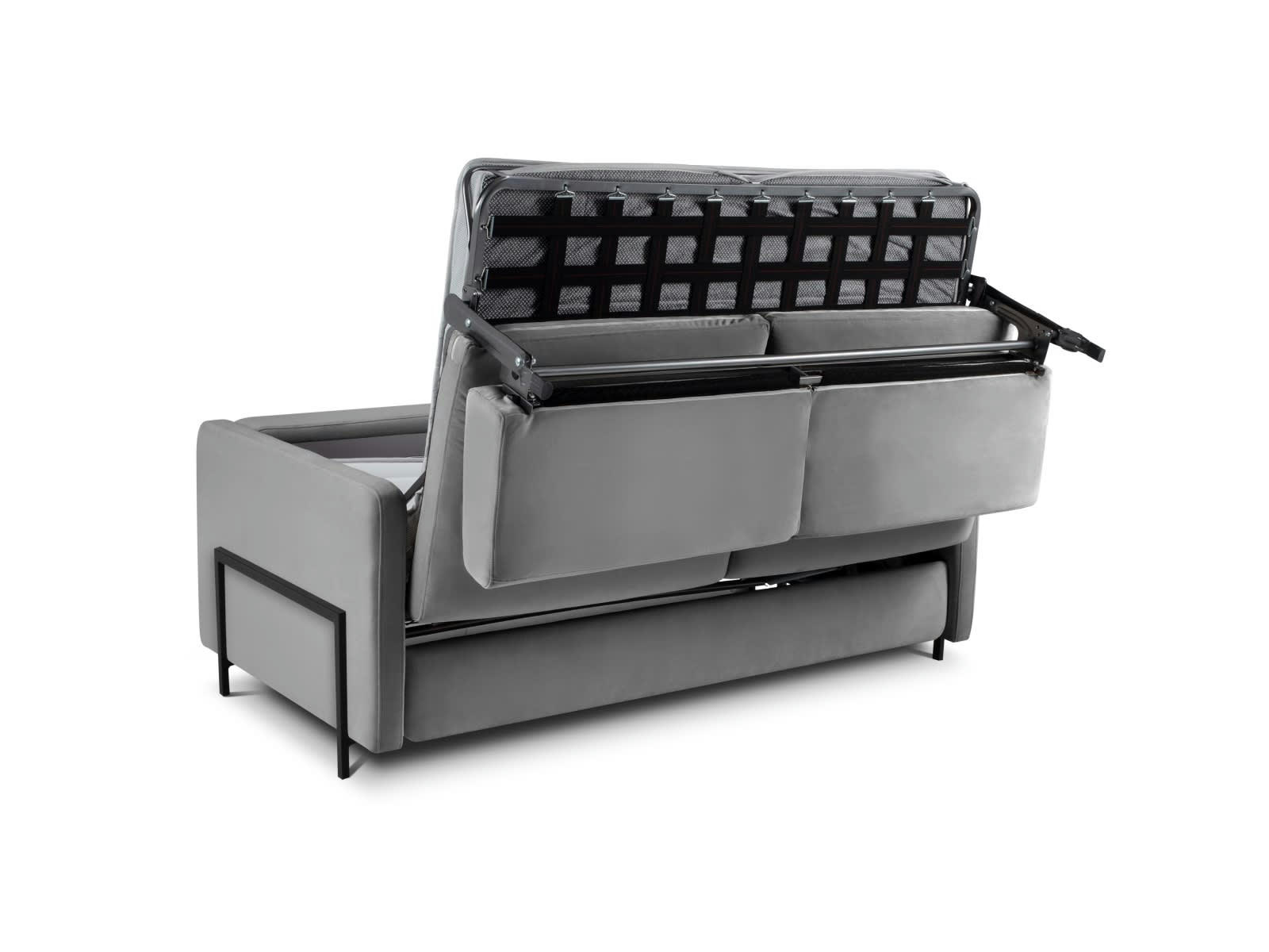 YANIS - Canapé Convertible 2 places en Velours Gris Foncé