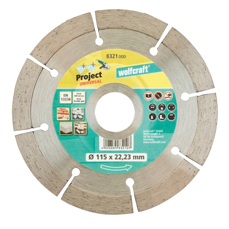 Disque à tronçonner Project Universal en diamant Ø 115 mm WOLFCRAFT