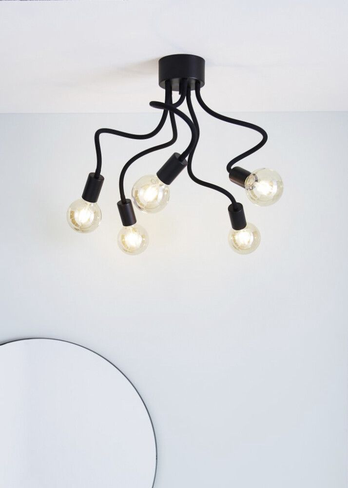 TAKLAMPE MARKSLÖJD MEDUSA SVART 70CM