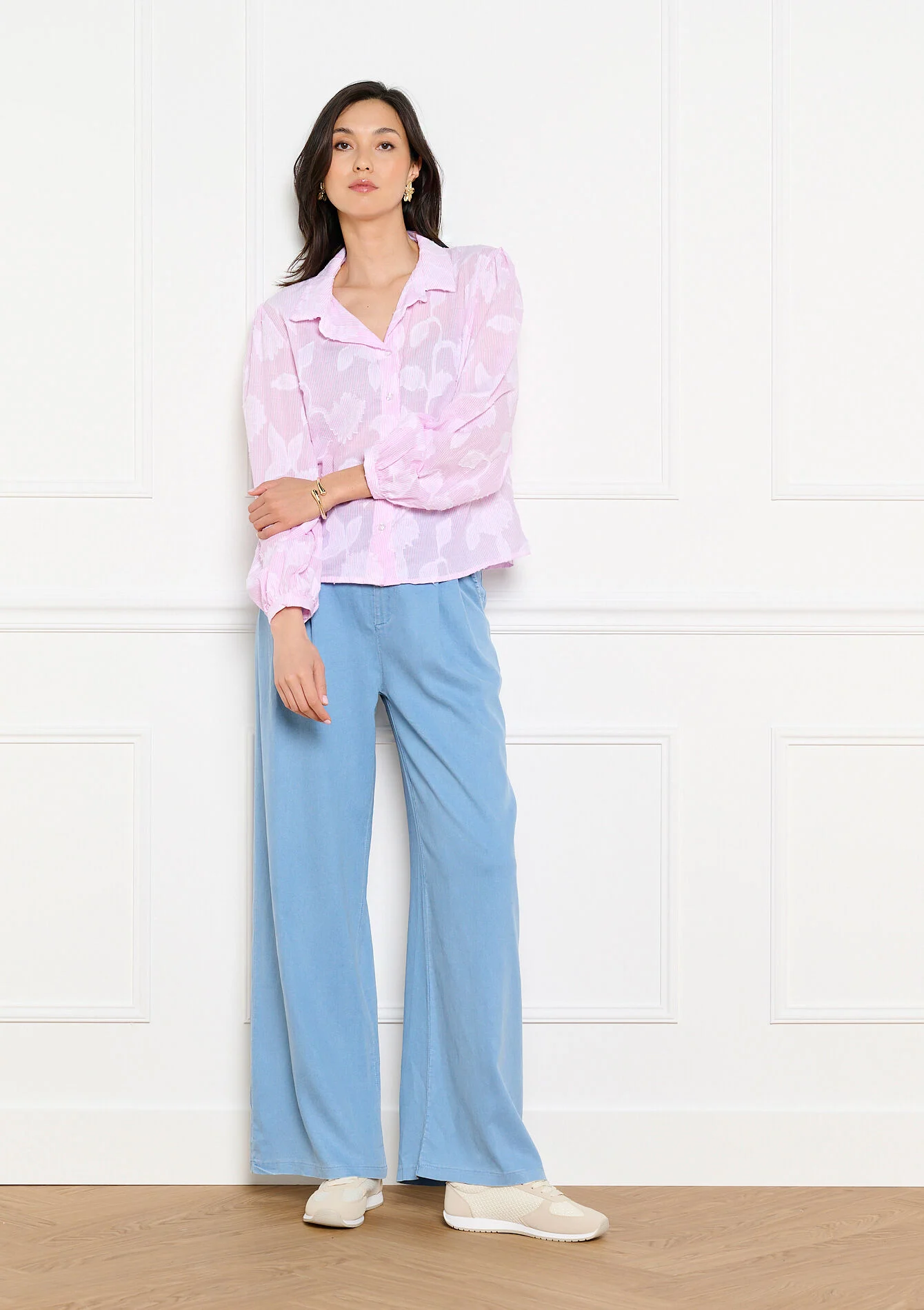 Gestreepte hemd met jacquard