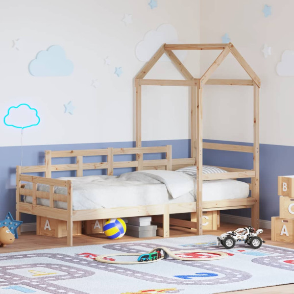 Łóżko dzienne z daszkiem 80x200 cm lite drewno sosnowe