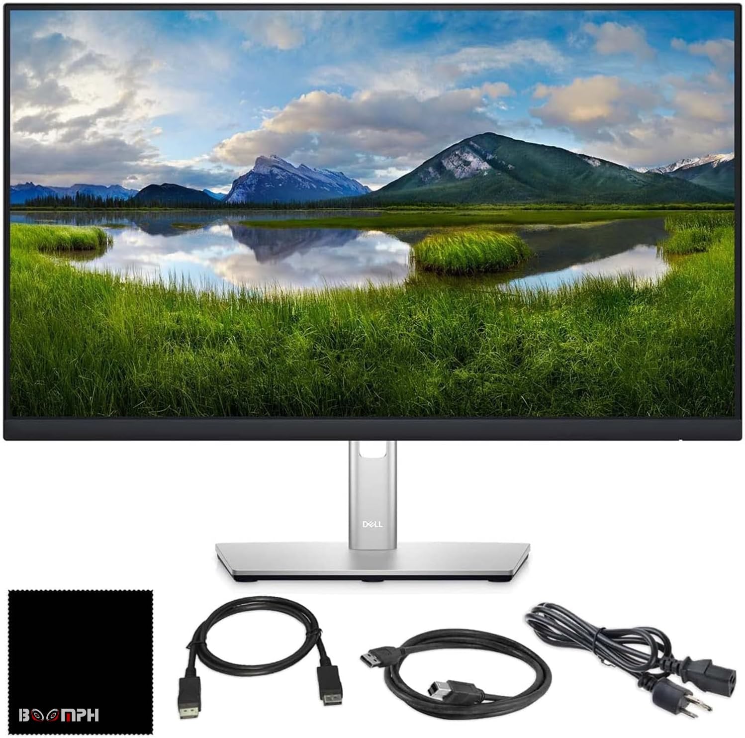 Dell P2425H 24 Full HD IPS Monitor – 1080p  16:9  DisplayPort & USB 3.0 Cables – Latest Model – Boomph's Comprehensive Ultimate Performance Cloth Solution for Your Workspace