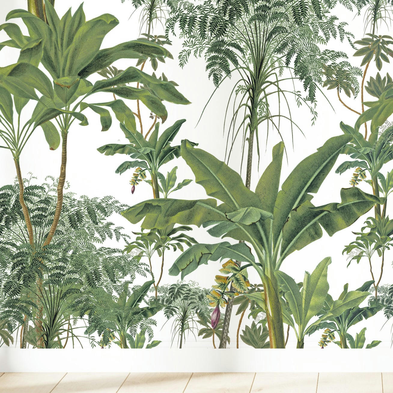 - Papier peint motifs bananiers blanc 425x260cm