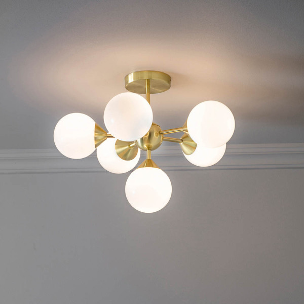 Lampa sufitowa OSCAR szklane białe kule biało-złota 6xG9x8W IP20 Endon