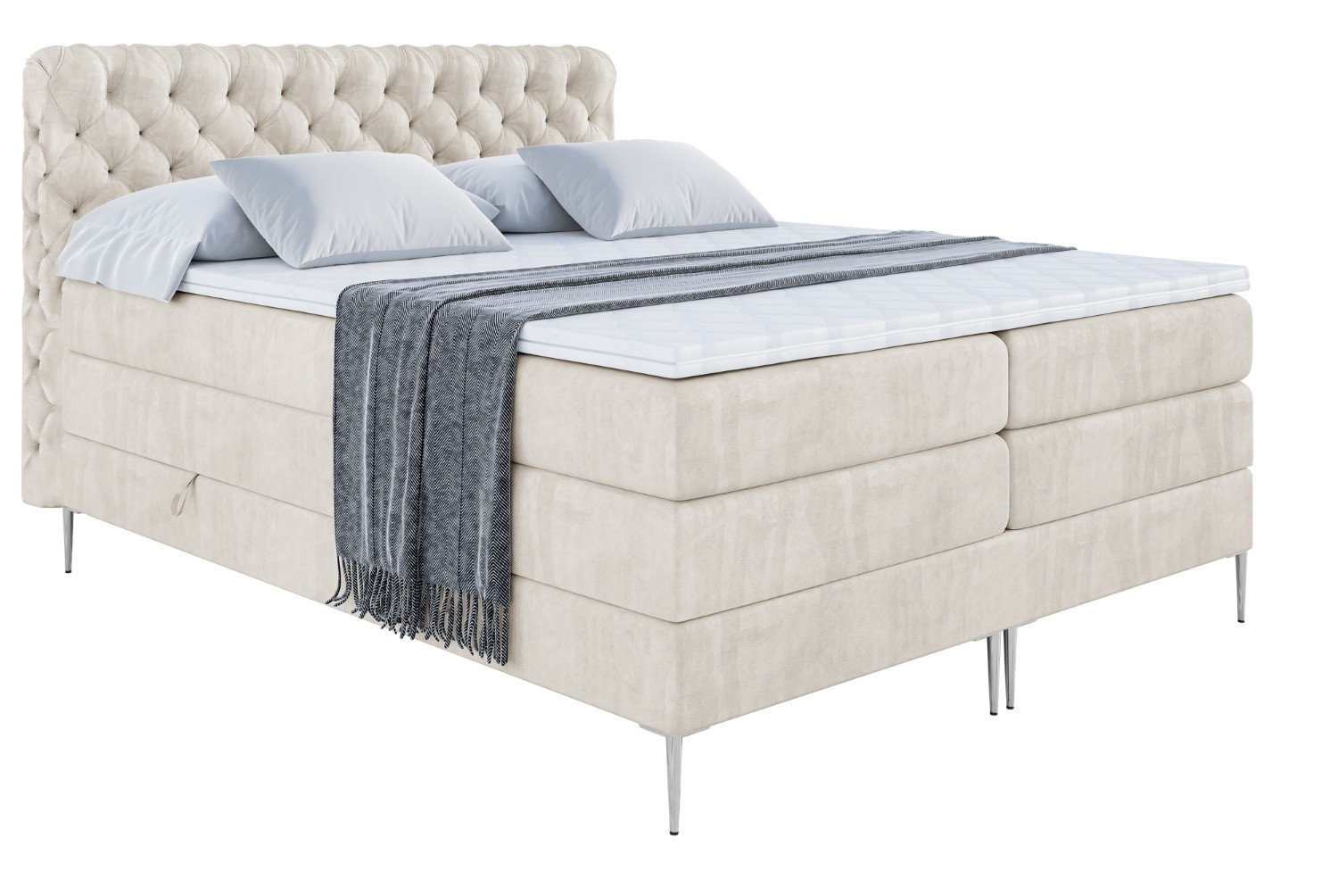 Łóżko kontynentalne - pojemnik, materac, nóżki BOXI8-FS KING 120x200cm