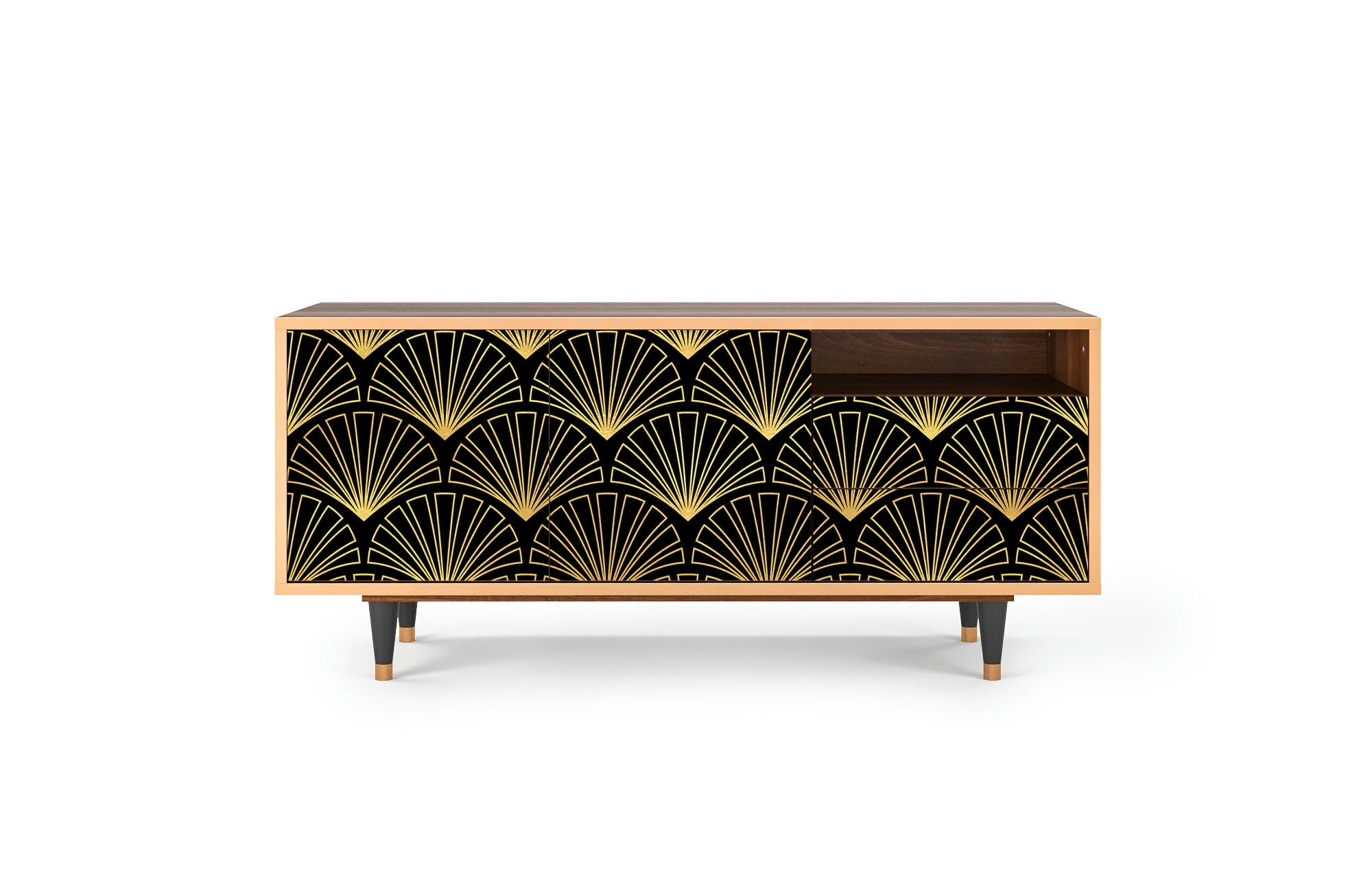 BIRD OF JUNO - Meuble TV  noir 2 tiroirs et 2 portes L 125 cm