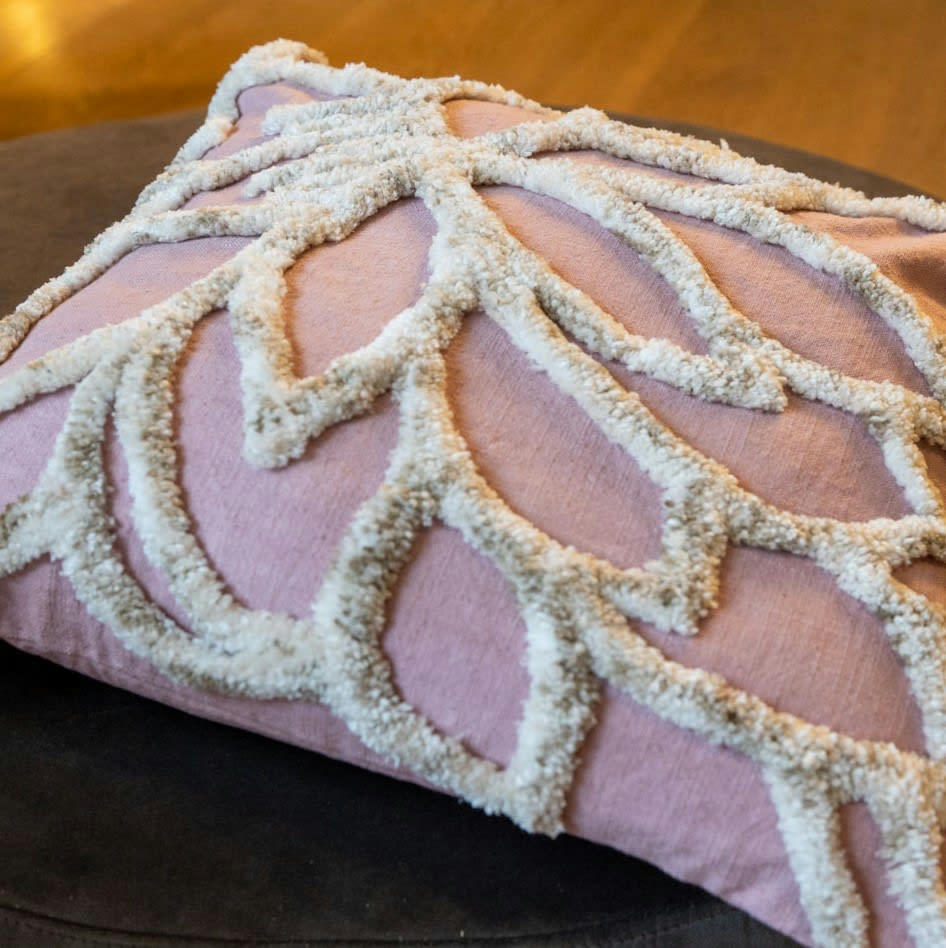 - Housse de coussin rose - 40x60 cm - avec motif fleuri