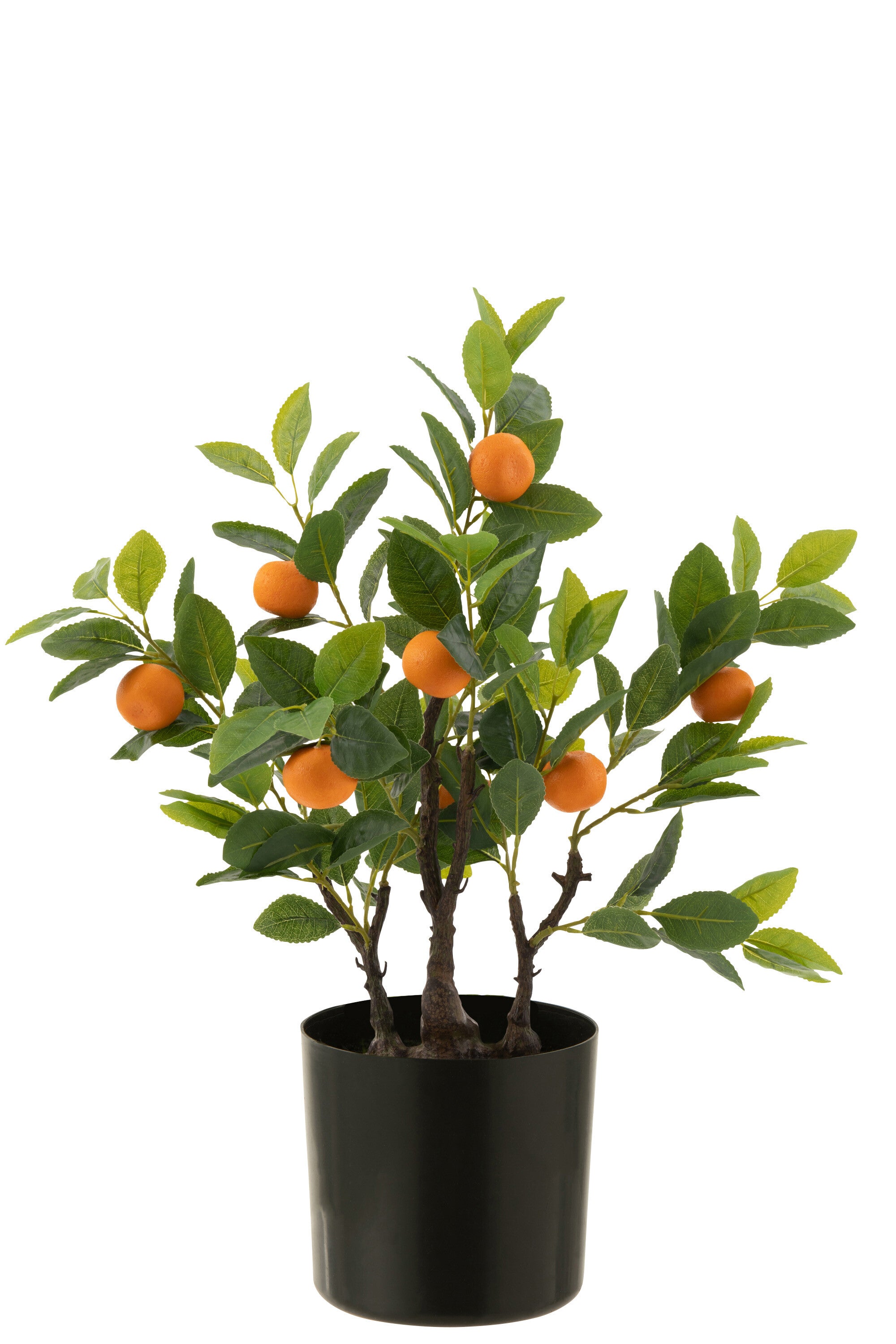 J-Line sinaasappelboom in pot - kunststof - oranje groen - s