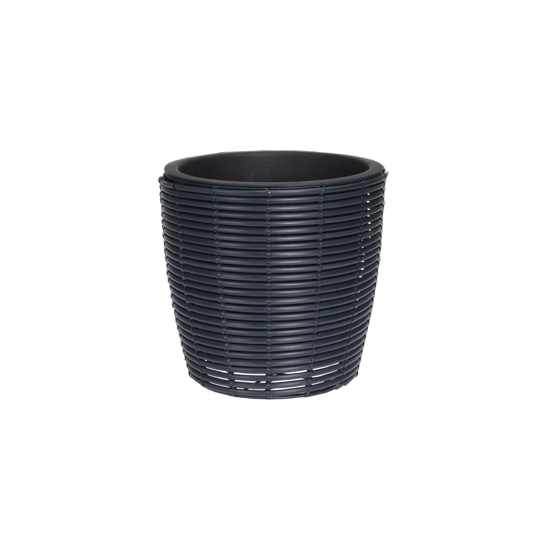 - Pot de fleur en polyrattan noir pour la maison et le jardin H 23 cm