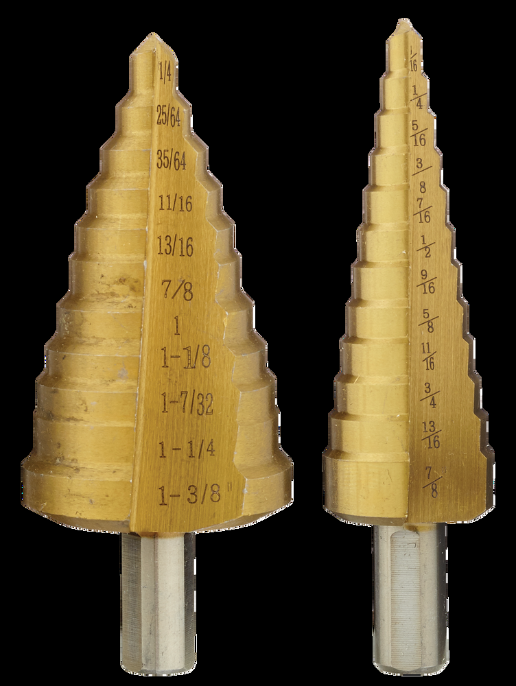 Mastercraft Titanium-Nitride Coated Step Drill Set for Metal, Plastic, 2-pc