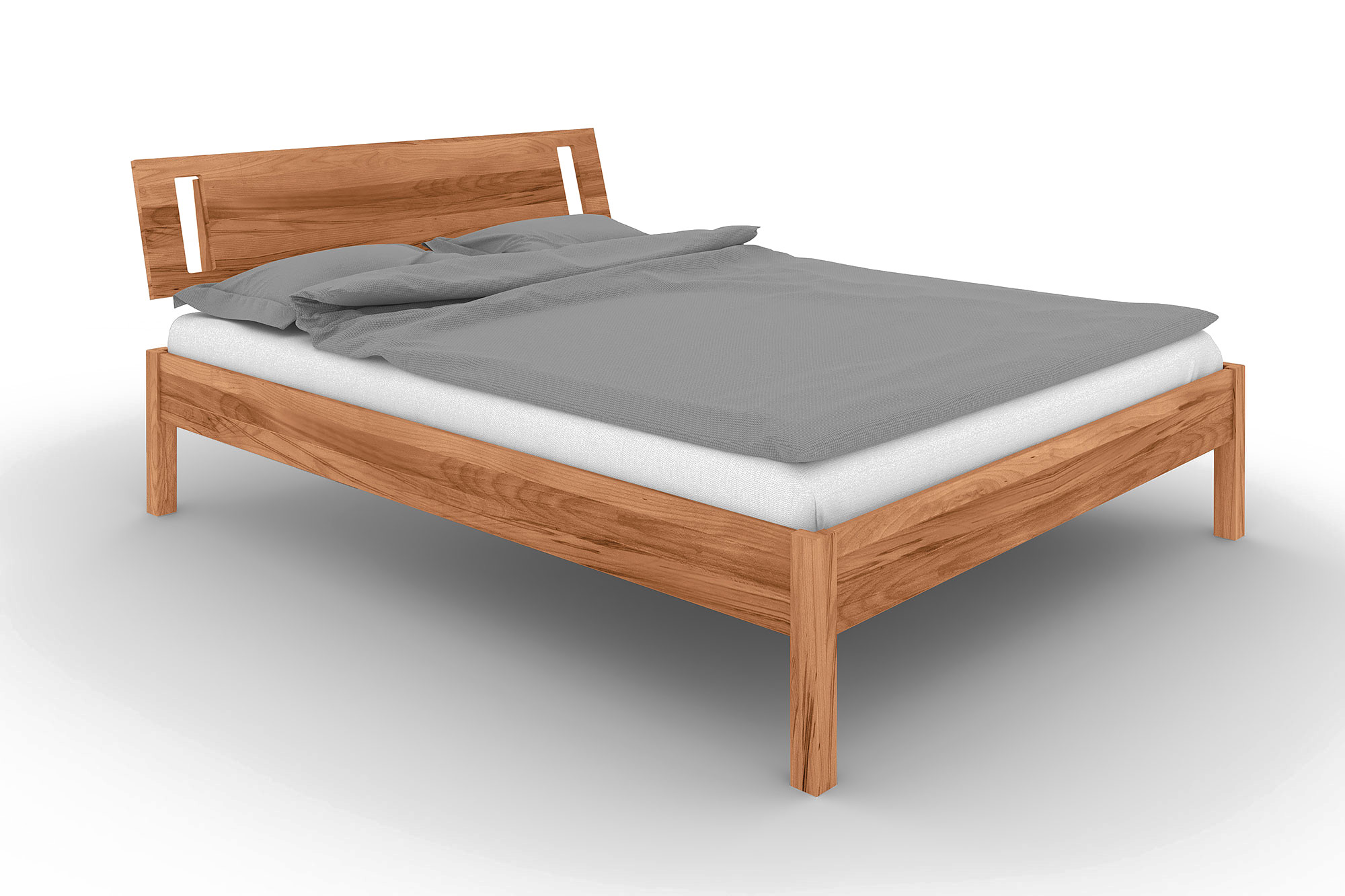 Łóżko VENTO A-7 200x200 cm z Drewnianym Zagłówkiem Buk Dziki