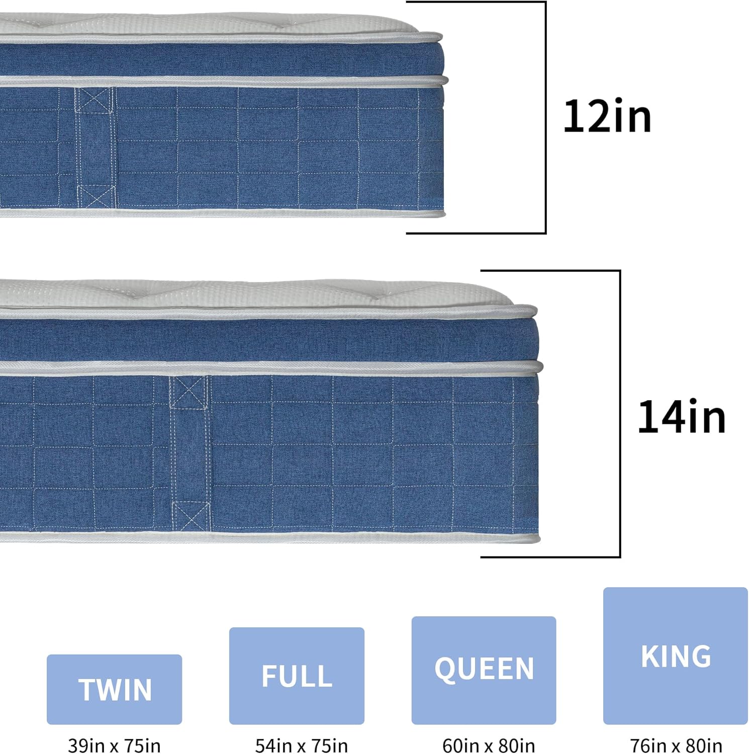 14″ King Hybrid Mattress – Cooler, Quieter & Deeper Comfort, Airflow Foam + Pocket Coils, 2″+ Plush Cushion, Heavy-Duty Support, CertiPUR-US, Fiberglass-Free, Mattress in a Box