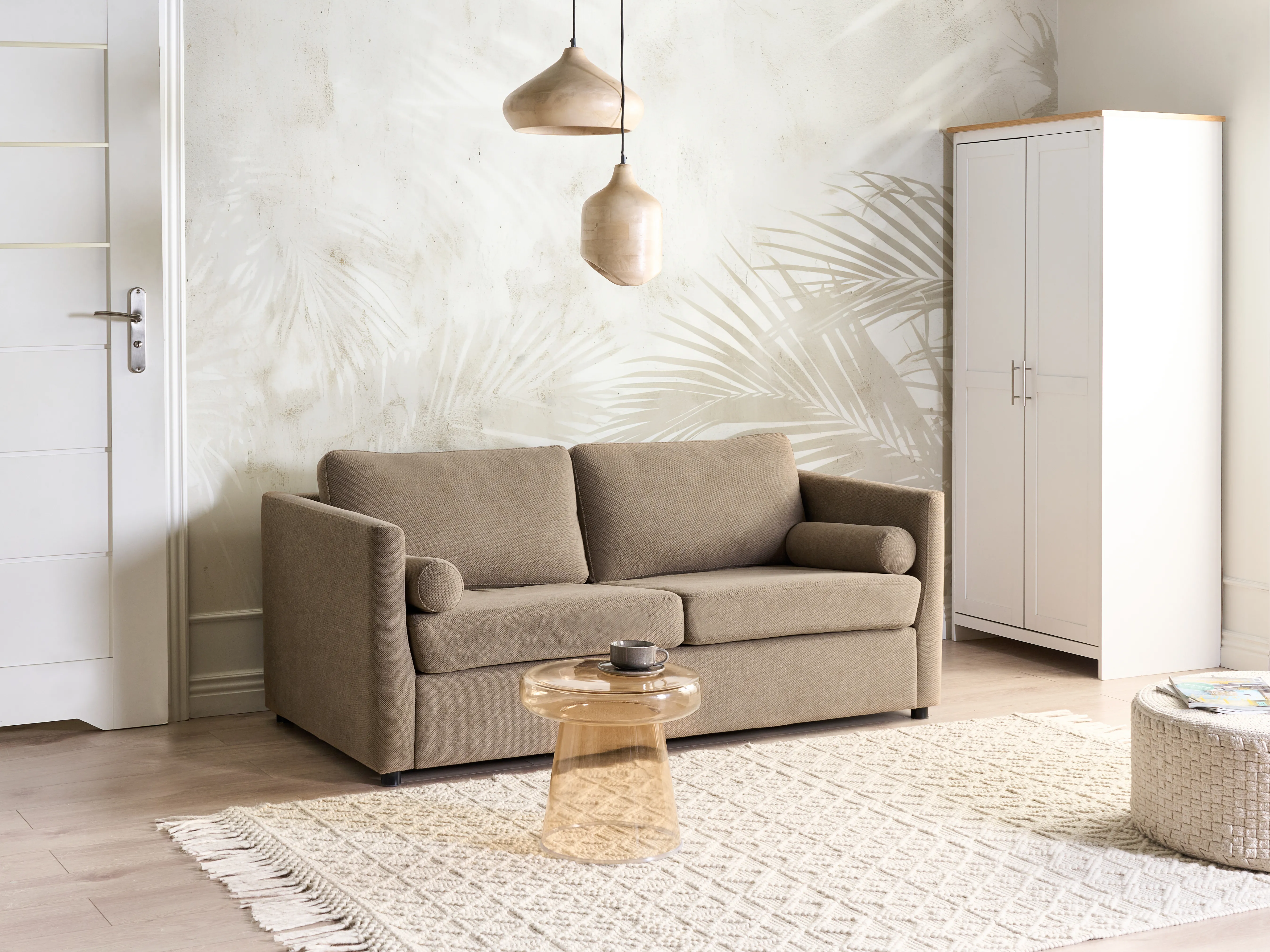 Sofa Bed INKOO Fabric Brown