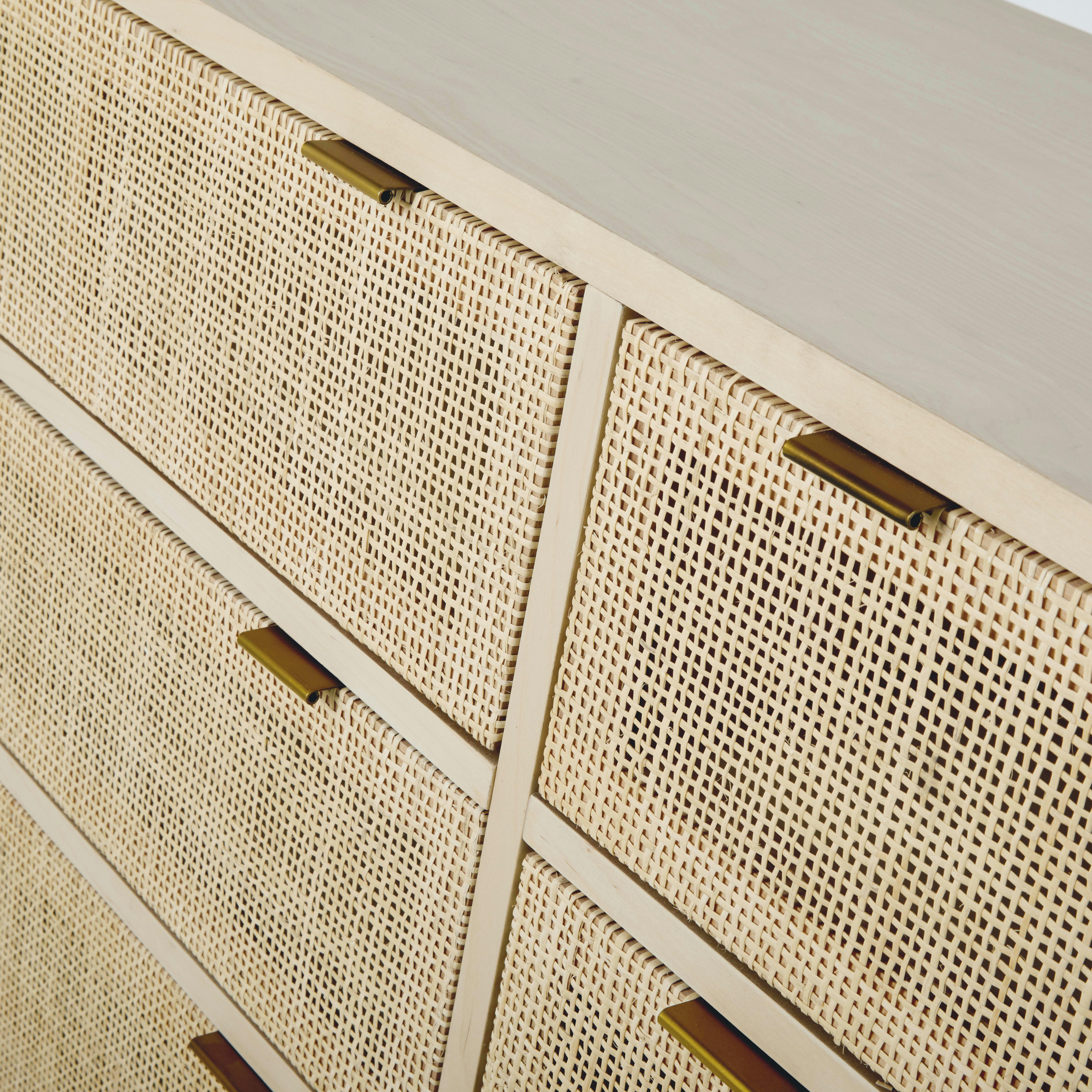 Solstice - Commode double 6 tiroirs cannage en rotin