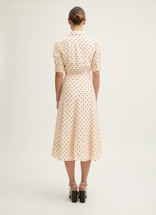 Sophie Birch & Black Polka Dot Print Collared Dress