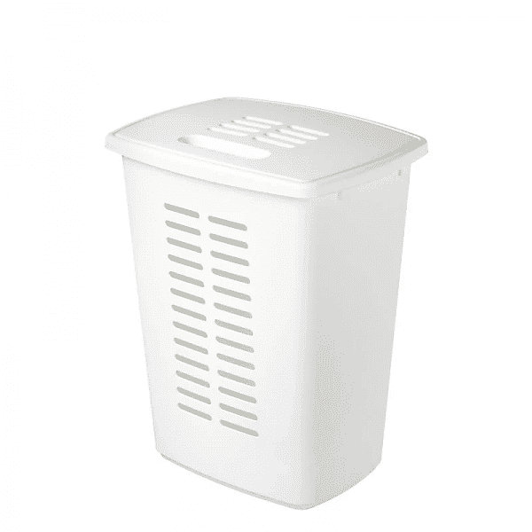 Panière à linge sale grand volume 60 litres avec poignées - Blanc