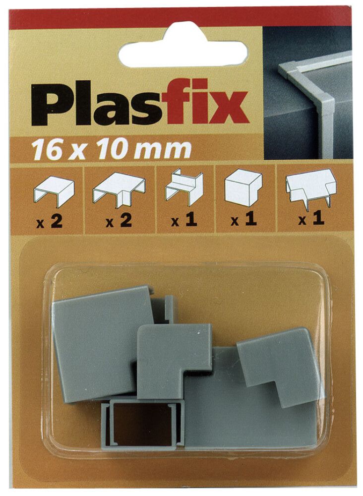 SKARV & HJØRNE PLASFIX 16X10MM GRÅ