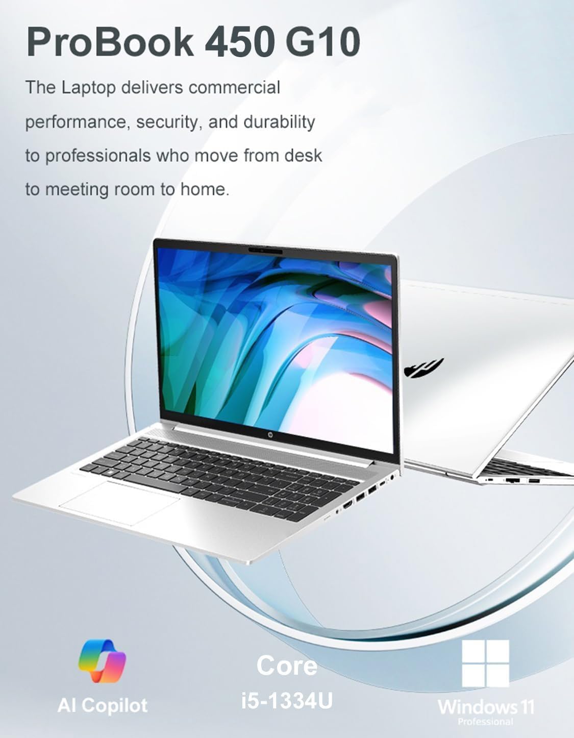 HP ProBook 450 G10 Business Laptop (15.6 FHD Anti-Glare  Intel 10-Core i5-1334U  16GB RAM  512GB SSD  (Beats i7-1255U)) Backlit KB  Webcam  Ethernet  Wi-Fi 6E  Win 11 Pro w/ AI Copilot  Silver