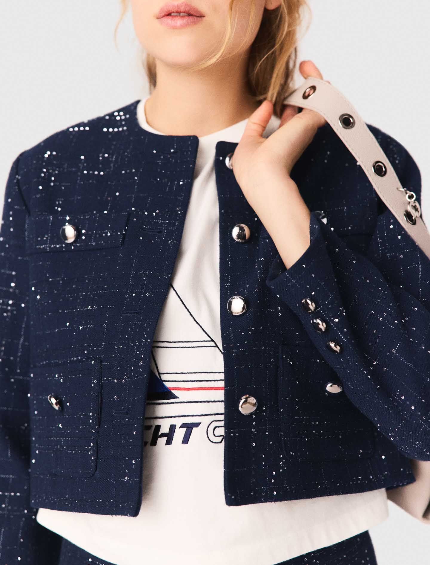 Veste courte à poches plaquées