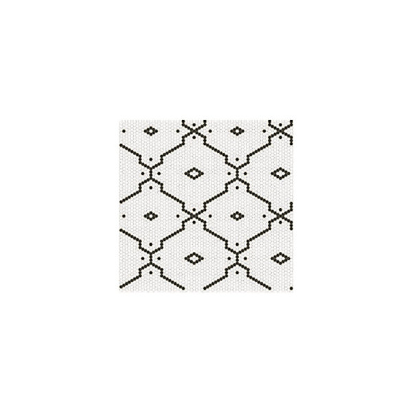 Mosaïque Art factory hexagone 2,6x2,2cm motif Arpegio noir et blanc sur trame nylon 33,3x33,3cm Satiné boite de 1 m2