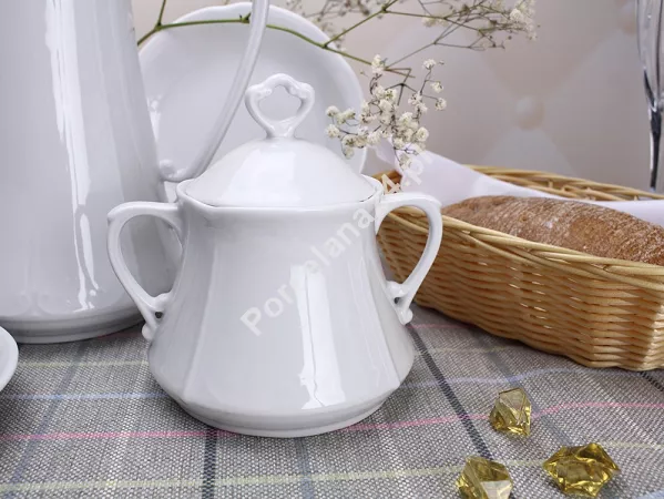 Serwis obiadowo - kawowy na 12 osób (84 el) Chodzież - Kamelia C000 Biała