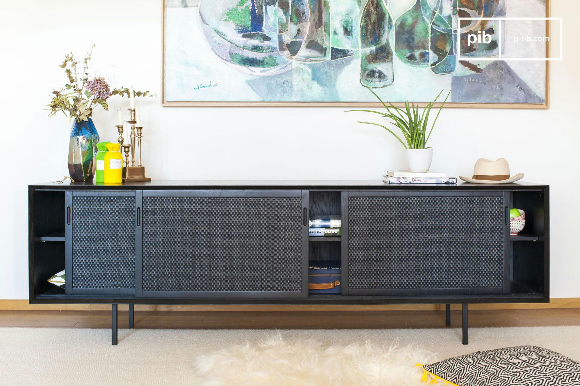 HEVAYA - Grande enfilade en bois noir