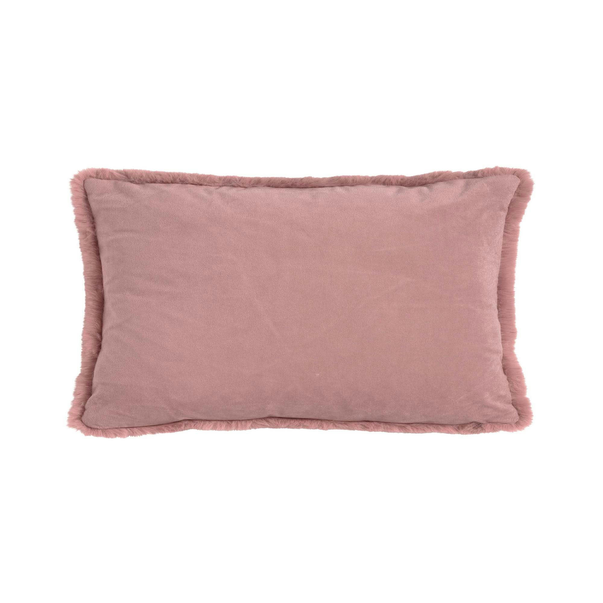 - Coussin - rose fausse fourrure 30x50 cm uni