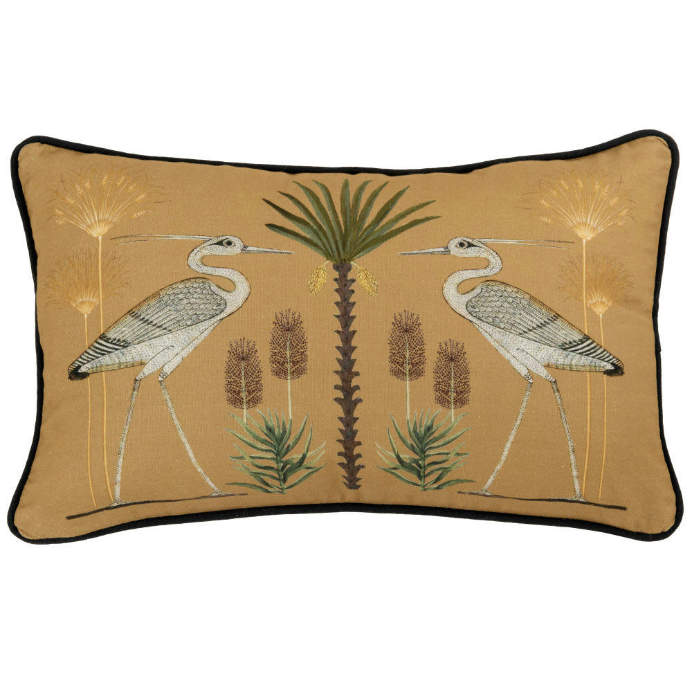 SHARIFA - Housse de coussin en coton biologique ocre imprimé multicolore 30x50