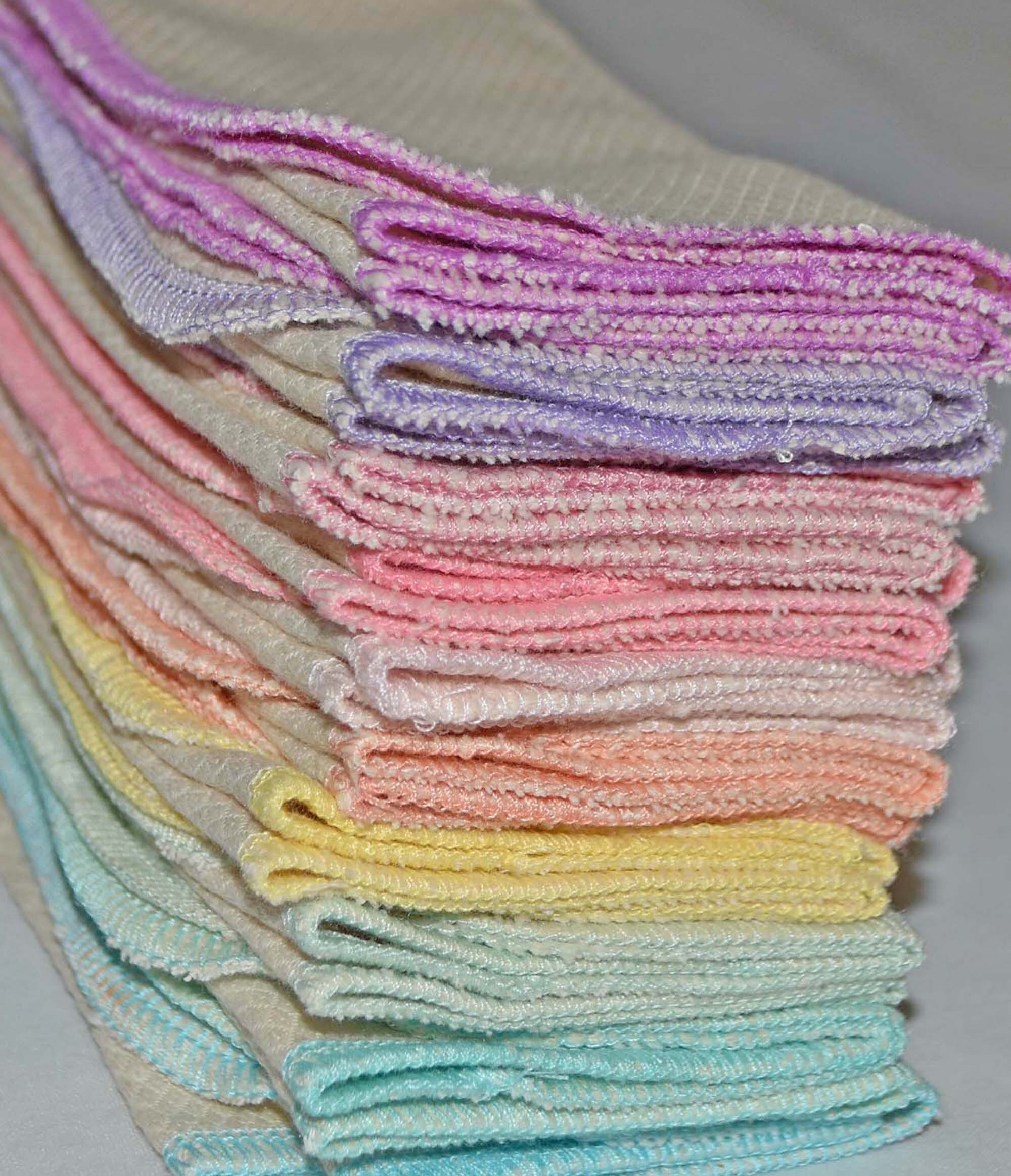 Double Thick 11x12 inch 2- Ply Unbleached Birsdseye Cotton Un-Paper Towels*****Your choice of color edging · Handmade in the USA!