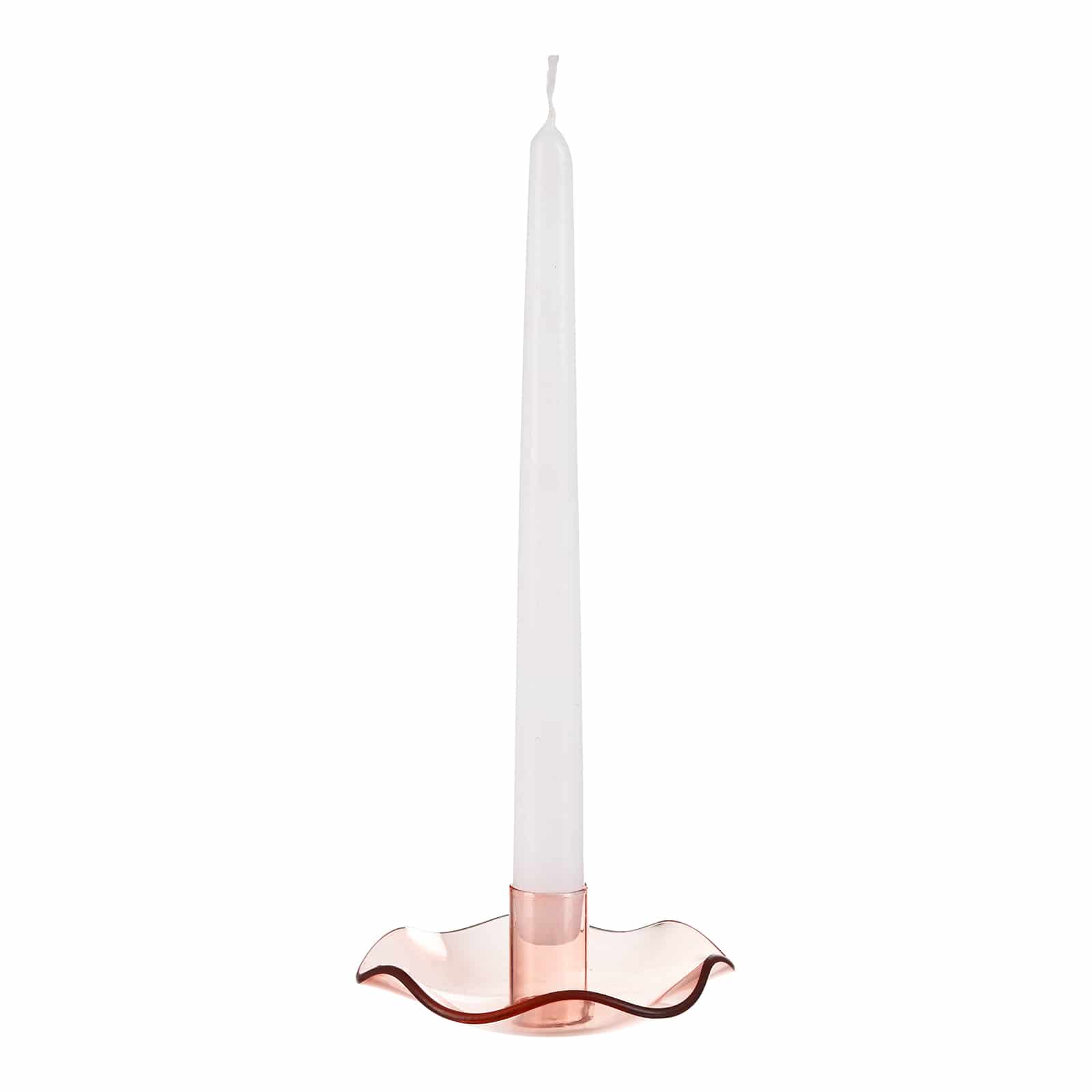 Stabkerzenhalter Glaswelle Rosa, ⌀ 12 cm, H 45 mm