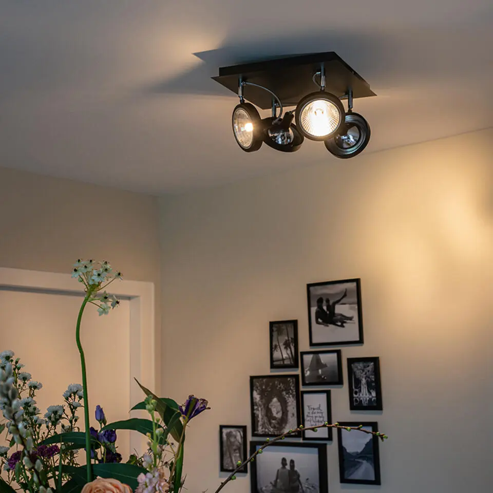 Qazqa verstelbare plafondspot nox zwart g9