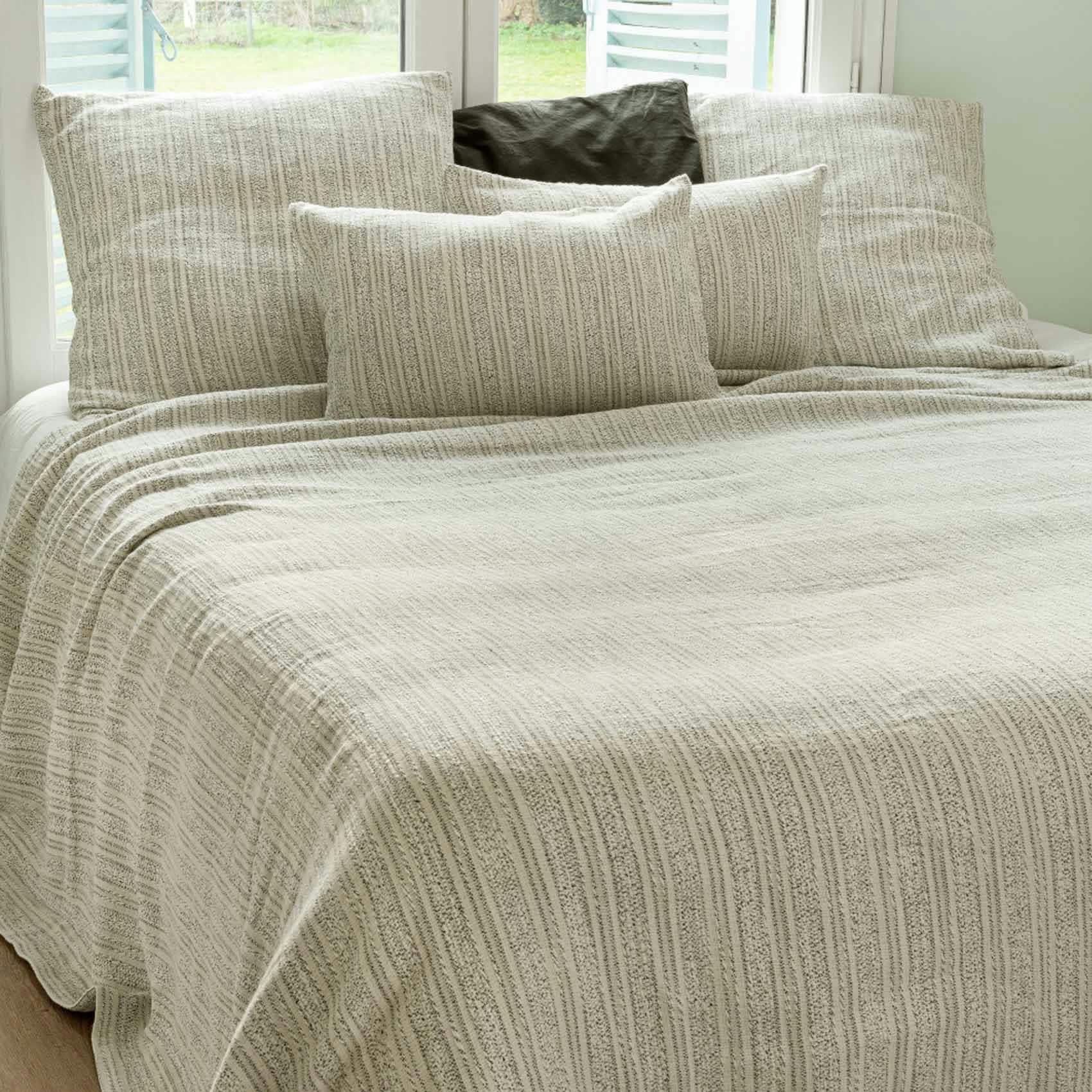 - Dessus de lit en tissu jacquard coton noir 230x250 cm