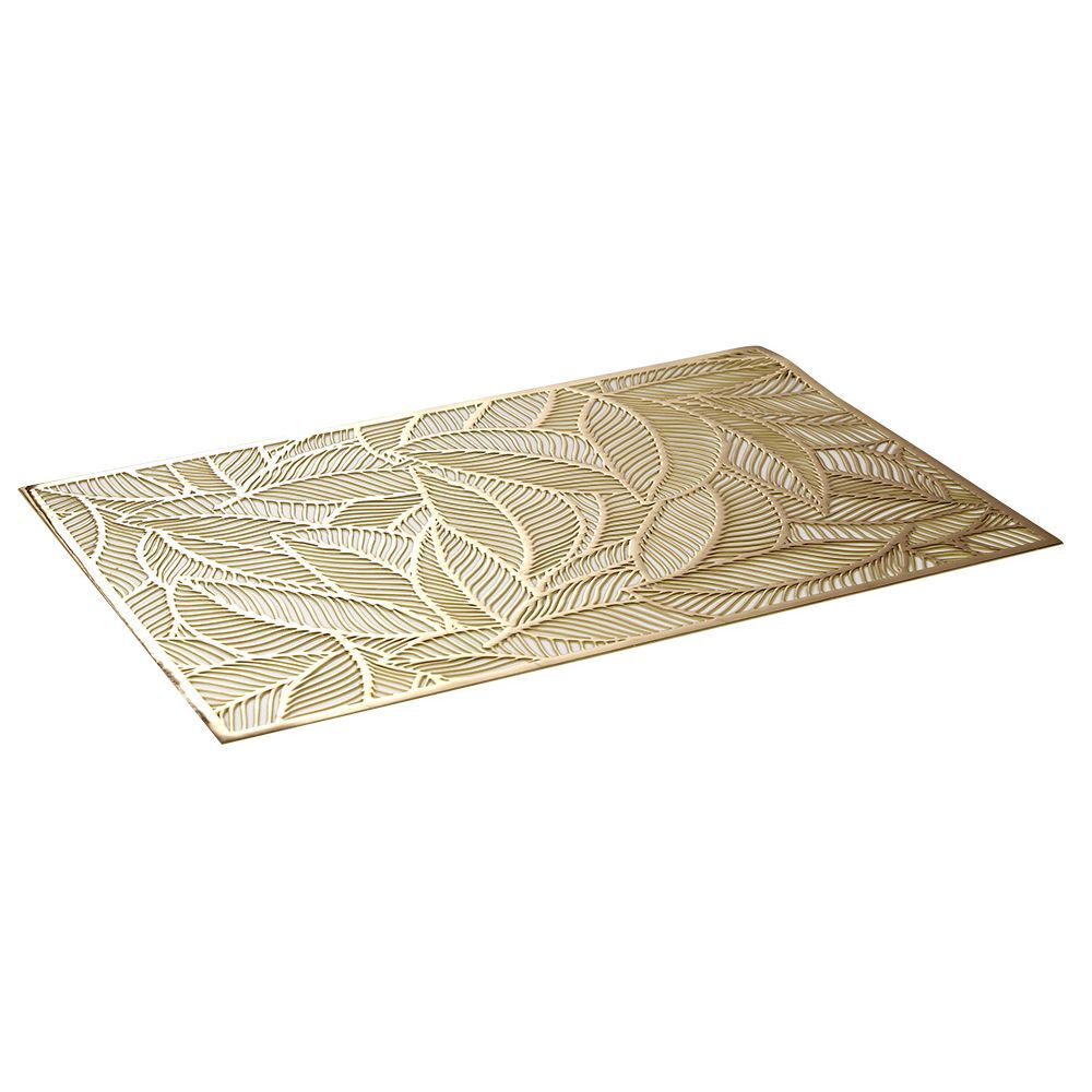 Set de table rectangulaire plastique feuillage ajouré doré