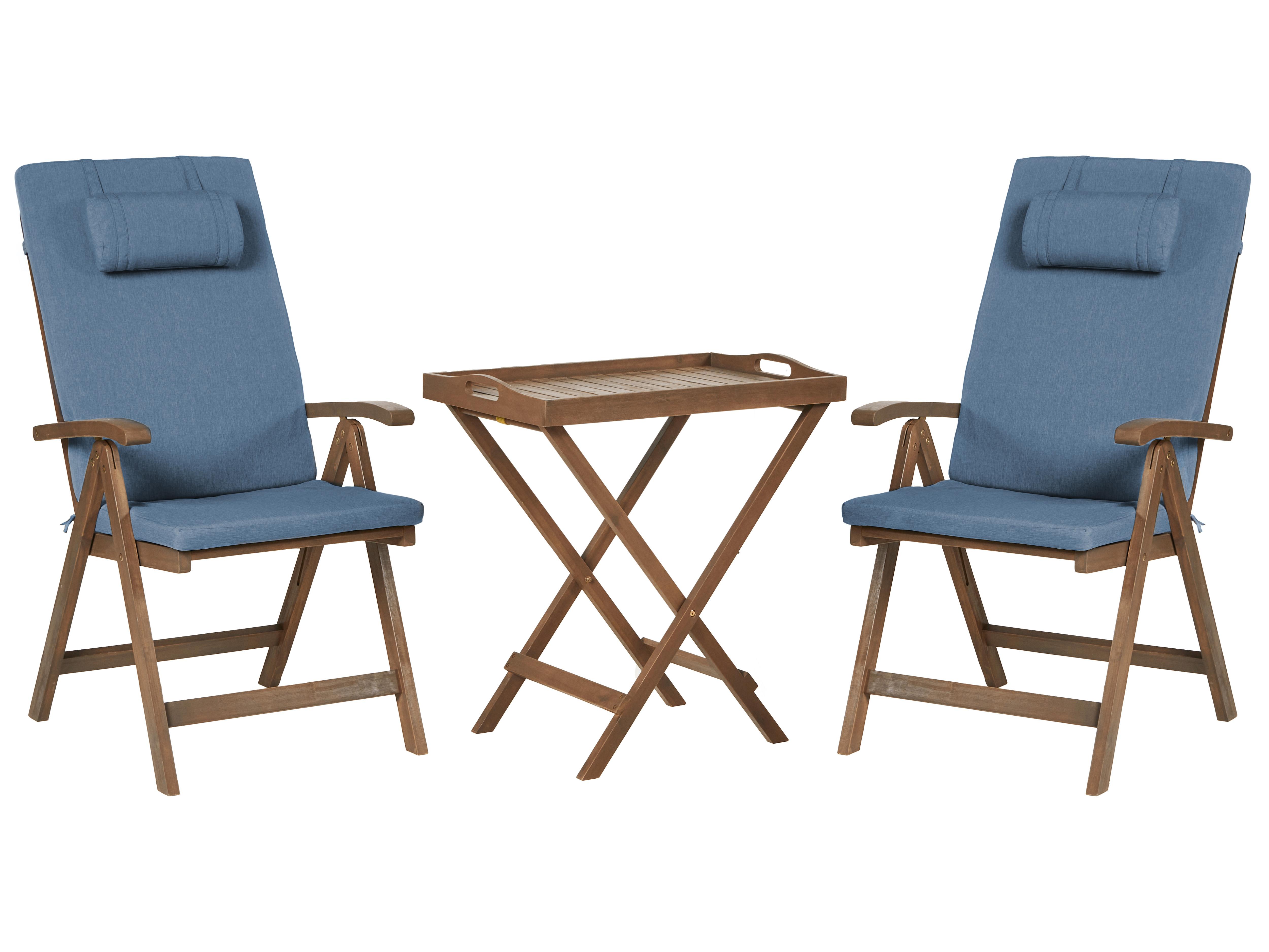 Bistro Set AMANTEA PREMIUM Acacia Wood Blue