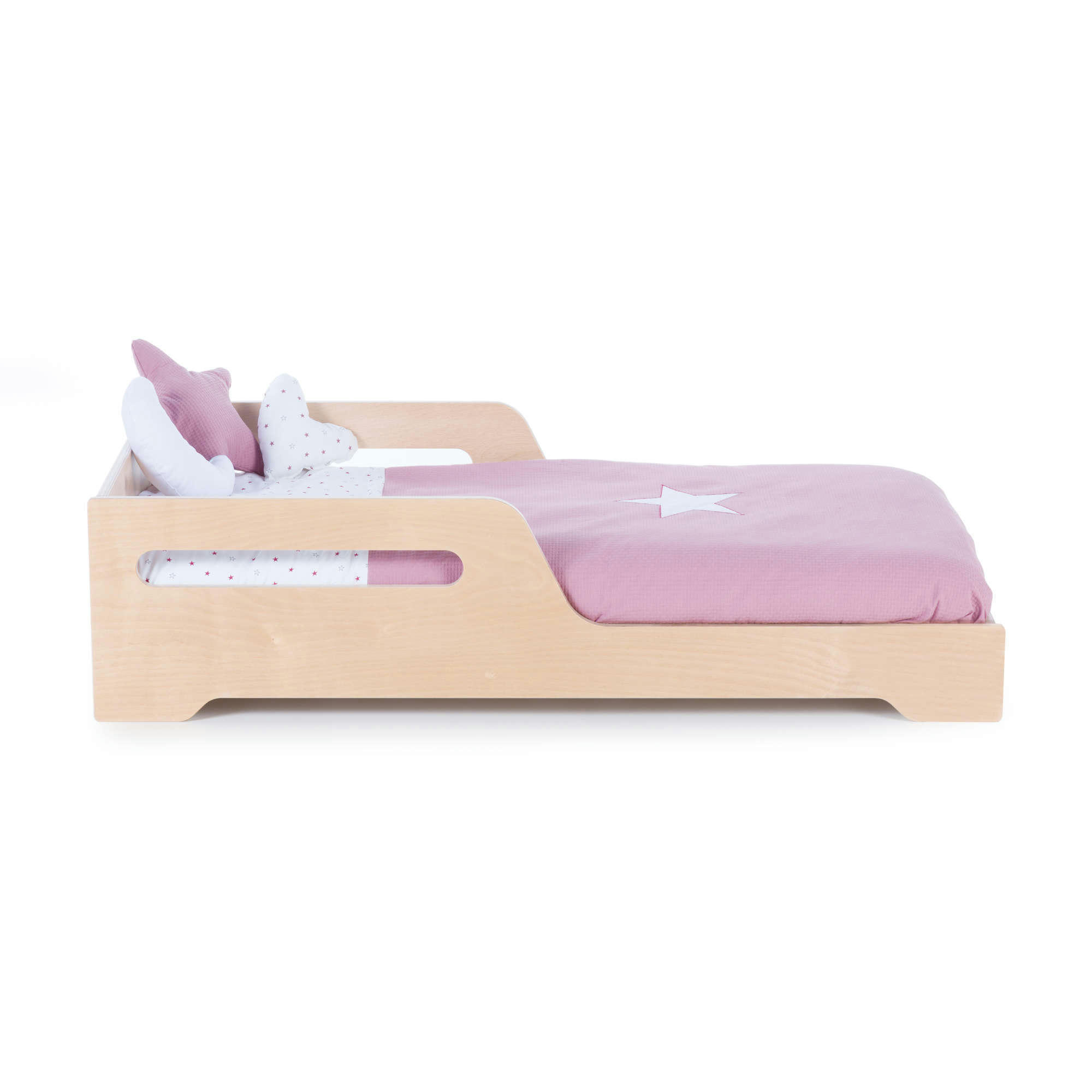 MONTBLUE - Lit bébé basso Montessori (70x140) cm en bois