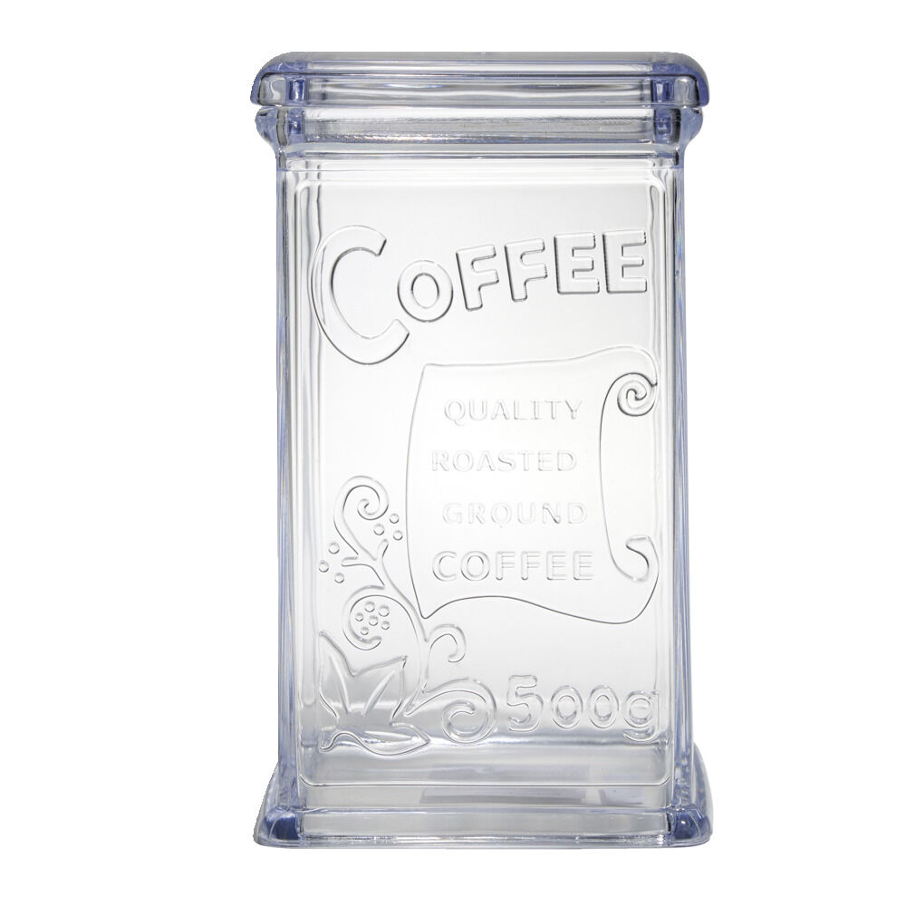 BoÎte à café 500g en plastique transparent 11,5x9xH19cm