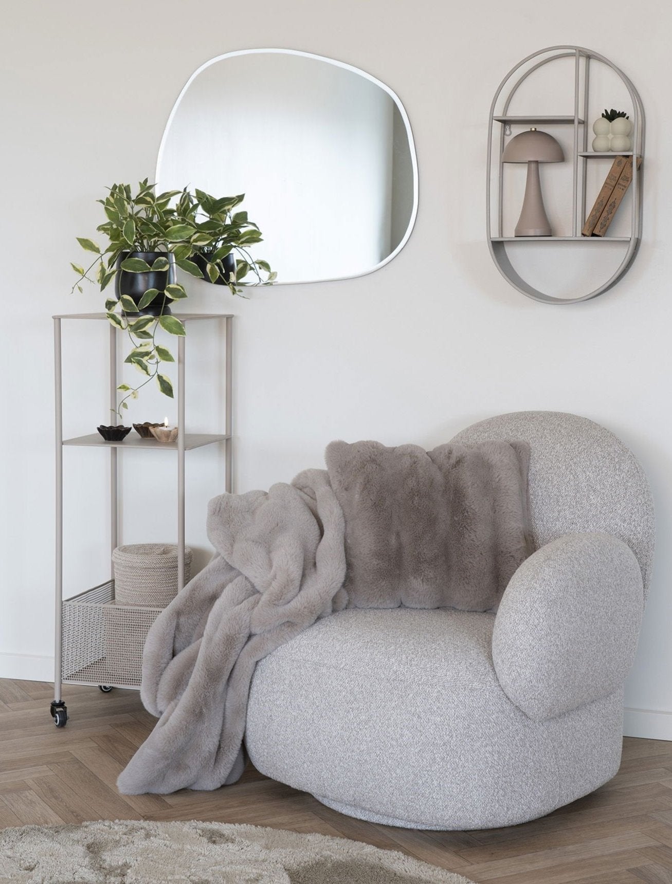 Rebellenclub Noosa Fauteuil - Lichtgrijs Bouclé