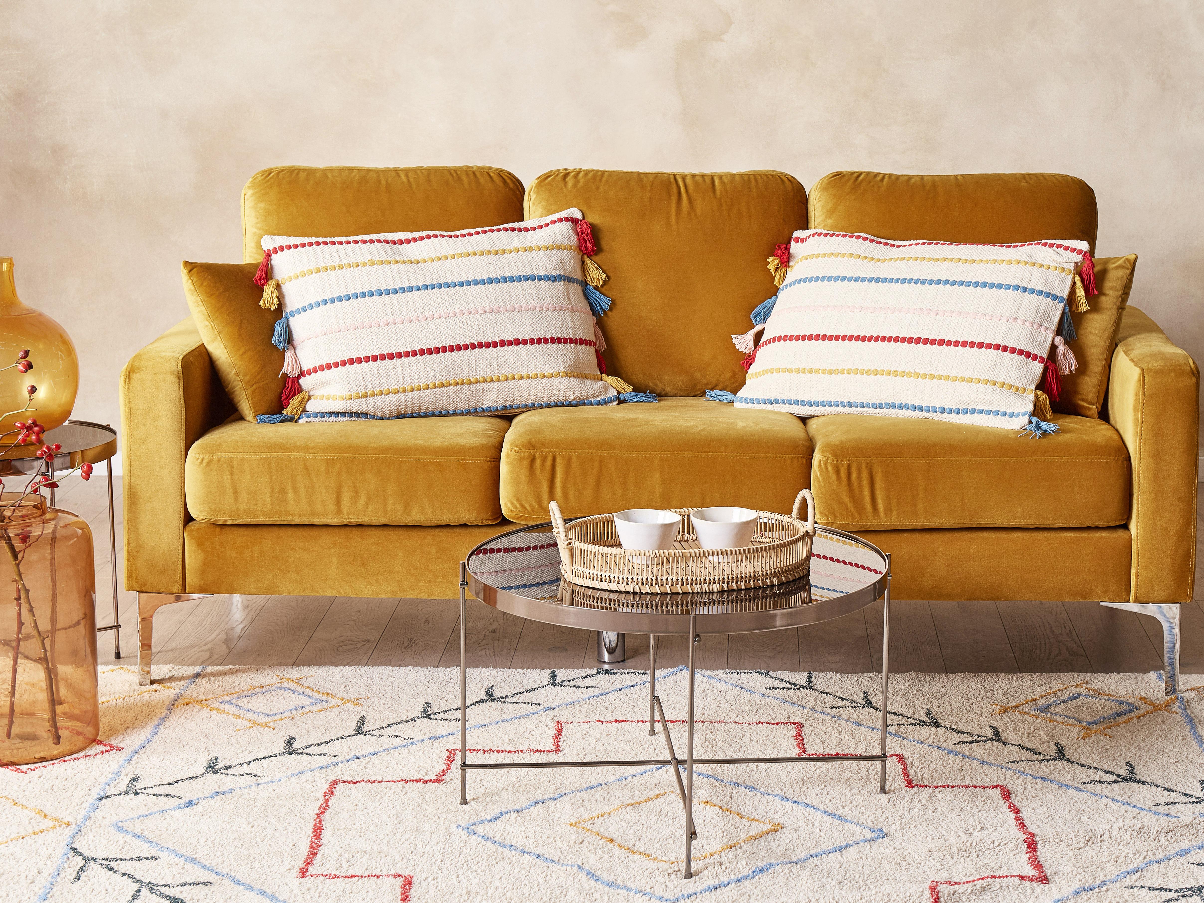 Throw Cushion AGAVE Cotton 40 x 60 cm Light Beige Striped